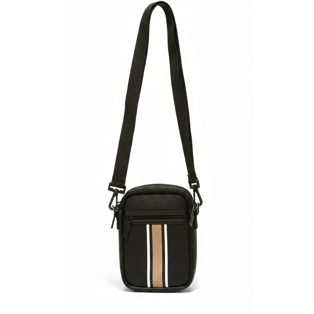 NWOT Haute Shore Black Perforated Neoprene Compact Crossbody Bag 6.25x8 Zip